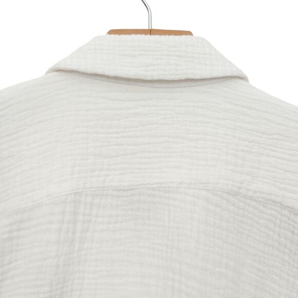 Free People Sun Streaks Top Womens Small White Boxy Gauzy Tie Front Button Up - Picture 9 of 12